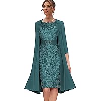 Lace Mother of The Bride Dresses with Jacket Long Sleeve Formal Dress 2 Pieces Evening Gowns for Women