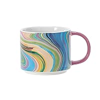 Enesco Izzy and Oliver EttaVee In the Purple Groove Marbled Stacking Coffee Mug, 10 Ounce, Multicolor