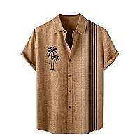 Men's Striped Graphic Printed Bowling Shirts Button Down Lightweight t-Shirts Summer Outdoor Leisure Tank Tops Sports