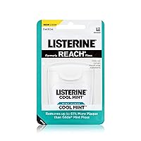 Listerine Cool Mint Interdental Floss | Effective Plaque Removal, Teeth & Gum Protection | Shred-Resistant, Fresh-Breath Feeling, PFAS Free | 55 Yards, 1 Pack