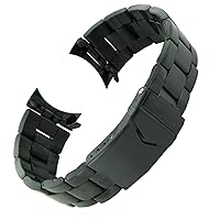 22mm Hadley Roma Curved and Straight End Ion Plated Black Metal Deployment Buckle Watchband MB5918A