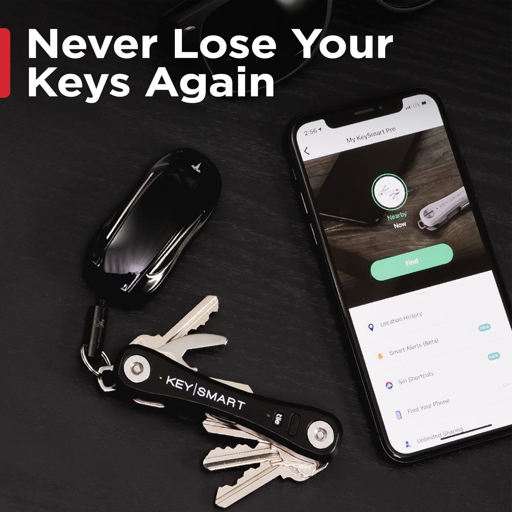 KeySmart Pro- Compact Smart Trackable Key Holder w LED Flashlight & Tile Bluetooth Key Finder Technology, EDC Key Organizer, Other Mini Tools & Accessories for Men, Husband & Dad