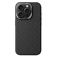 Leather Case for iPhone 15Pro Max/15 Pro/15 Plus/15 Premium Luxury PU Cover Metal Lens Ring Protective Case Slim Thin Shockproof Shell (Black,15 Plus)