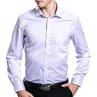 Men's Iron-Free Slim Fit Business Shirt Regular Fit Lapel Collar Dress Shirt Pocket Decorative Dress Shirt
