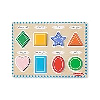 Melissa & Doug Shapes Wooden Chunky Puzzle (8 pcs) - Wooden Puzzles for Toddlers, Animal Puzzles For Kids Ages 2+ - FSC-Certified Materials , 11.95 x 8.95 x 1.0