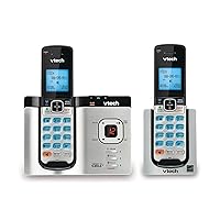 VTech DS6621-2 DECT 6.0 Expandable Cordless Phone with Bluetooth Connect to Cell and Answering System, Silver/Black with 2 Handsets