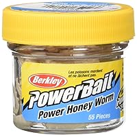 PowerBait Power Honey Worm Fishing Bait, Natural, 1in | 3cm, Irresistible Scent & Flavor, Realistic Profile, Ideal for Bluegill, Crappie, Perch and More