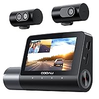 COOAU 2.5K Dash Cam Front and Rear Inside, 2.5K+1080P+1080P 3-Channel Dash Cam, Build-in GPS Wi-Fi, Dash Camera for Cars wif Super IR Night Vision, 24-HR Parking Mode, Supports 512 GB Max (D50)