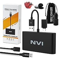 2024 Wireless Carplay Adapter Set by NVI - for iPhone ONLY! NO Android. Converts Wired CarPlay to Wireless. Included USB Car Charger and Extender Cord.- 24/7 US Online Customer Support