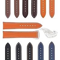 Ewatchparts 20-22-24mm Leather Strap Band Compatible with Omega Seamaster Planet Ocean Deployment Clasp