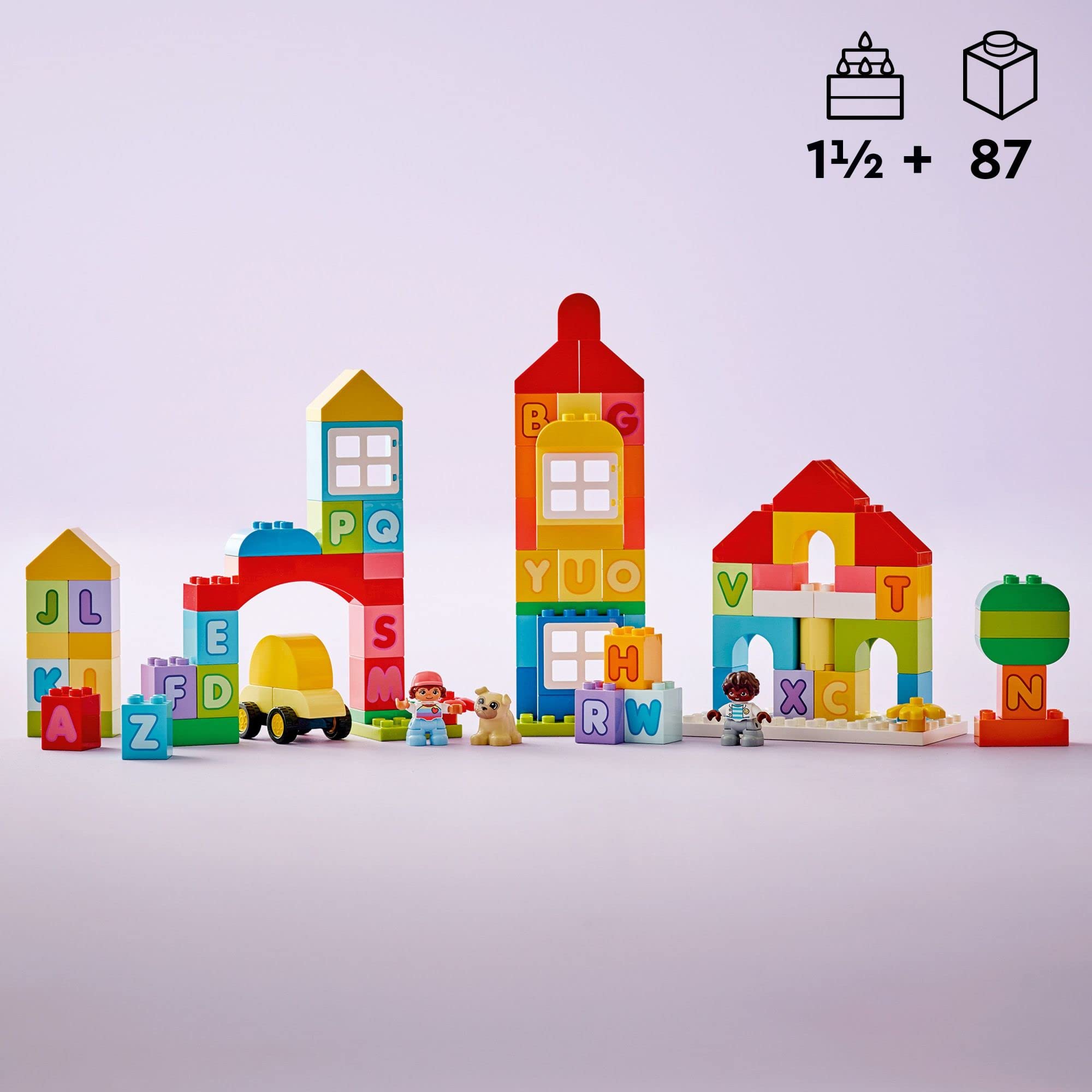 LEGO DUPLO Classic Alphabet Town 10935, Educational Early Learning Toys for Babies & Toddlers, Learn Colors, Letters and Shapes with Large Bricks, Interactive Building Toy for Preschool Kids