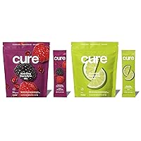 Cure Hydrating Electrolyte Mix | Electrolyte Powder for Dehydration Relief | Made with Coconut Water | No Added Sugar | Vegan | Paleo Friendly | Berry Pomegranate + Lime Bundle | 28 Packets