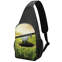 Golf Ball Near Hole Sling Bag Crossbody Backpack Travel Chest Bag Hiking Daypack