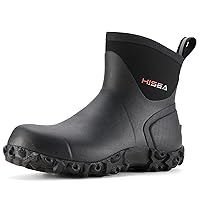 HISEA Men's Rubber Boots Ankle Rain Boots Waterproof Outdoor Mud Bootie for Lawn and Garden