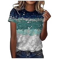 Plus Size Tops for Women Casual Fashion Tie Dye Print T-Shirt Summer Short Sleeve Round Neck Loose Fit Blouses