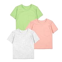 Toddler Baby Boys and Girls 3 Pack Tee Shirt Short Sleeve Pocket Soild Stripe Tops