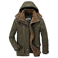 Overcoat For Men,Men's Fleece Hoodie Sherpa Jacket Zipper Warm Fuzzy Windproof Winter Coats Outwear Multi Pockets