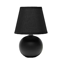 Simple Designs LT2008-BLK Mini Ceramic Globe Table Lamp with Matching Fabric Shade, Black