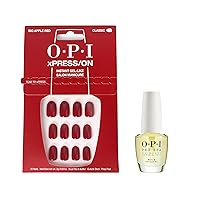 Bundle of OPI xPress/On Press On Nails, With Nail Glue, Short Red Nails, Big Apple Red + OPI ProSpa Nail and Cuticle Oil, 0.5 fl oz