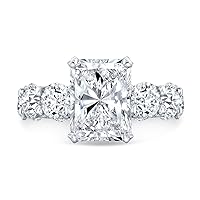 6CT Radiant Cut Colorless Moissanite Engagement Ring Wedding Bridal Set Eternity Solitaire Halo Silver Gold Jewelry Anniversary Promise Purpose Gift for Her