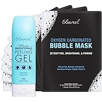 Ebanel Bundle of 10 Pack Bubble Clay Masks, and Exfoliating Face Scrub Peeling Gel Mild 4.12 Oz