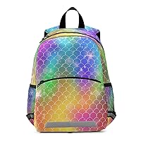 ALAZA Mermaid with Kawaii Rainbow Scales Backpack with Leash Harness Book Bag Lunch Bag