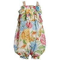 Bonnie Jean Little Girls 2T-6X Bold Floral Print Ruffle Chiffon Romper/Jumpsuit