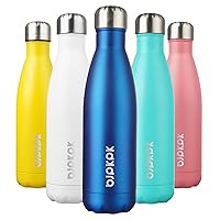 BJPKPK Insulated Water Bottles -17oz/500ml -Stainless Steel Water bottles, Sports water bottles Keep cold for 24 Hours and hot for 12 Hours,BPA Free water bottles for travel- Blue