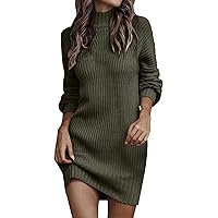 Elegant Solid Color Dress Women Mid Length Straight Dress Autumn and Winter Long Sleeve Fashion Overall Sweater Dresses