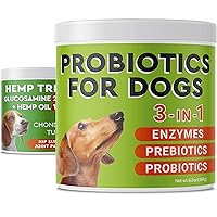 Probiotics for Dogs + Hemp Glucosamine Treats for Dogs Bundle - Advanced Allergy Relief Dog Probiotics Chews + Glucosamine Treats for Dogs - Digestive Enzymes + Natural Pain Relief - 120x2 Soft Chews