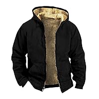 Mens Winter Coats With Hood Fleece Lined Full Zip Coat Waterproof Fashion Graphic Sport Jacket