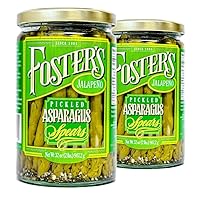 Foster's Pickled Asparagus- Jalapeno- 32oz (2 Pack)- Pickled Asparagus Spears in a Jar- Traditional Recipe- Gluten Free- Fat Free Spicy Pickled Asparagus- Preservative Free Pickle- Asparagus is fresh