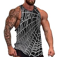 Black Spider Web Men's Workout Tank Top Casual Sleeveless T-Shirt Tees Soft Gym Vest for Indoor Outdoor