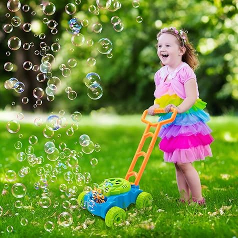 Lydaz Bubble Lawn Mower for Toddlers 1-3, Kids Bubble Blower Maker Machine, Outdoor Outside Summer Push Backyard Gardening Toys, Birthday Gifts Toys for Preschool Baby Boys Girls Age 1 2 3+ Year Old