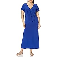 Star Vixen Women's Short-Sleeve Faux-Wrap Maxi Dress