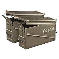 PA120 40mm Ammo Can Holder Box (Matte Olive Drab) 2 Pack - Waterproof Surplus Metal Ammo Storage Box w/Front Metal Latch, Swing-Out Handle, Used PA120 40mm Ammo Can Holder Box (Matte Olive Drab) 2 Pack - Waterproof Surplus Metal Ammo Storage Box w/Front Metal Latch, Swing-Out Handle, Used