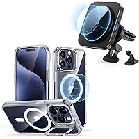 ESR for iPhone 15 Pro Max Case Magnetic Wireless Car Charger, Compatible with MagSafe Car Charger, Military-Grade Protective Case, Built-in Stash Stand Phone Case, Scratch-Resistant Back Cover