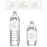 Little Wildflower Baby Shower Party Favors - She's a Wildflower Themed Waterproof Water Bottle Wrappers - 24 Count - Spring and Summer It's a Girl Themed Party Favors