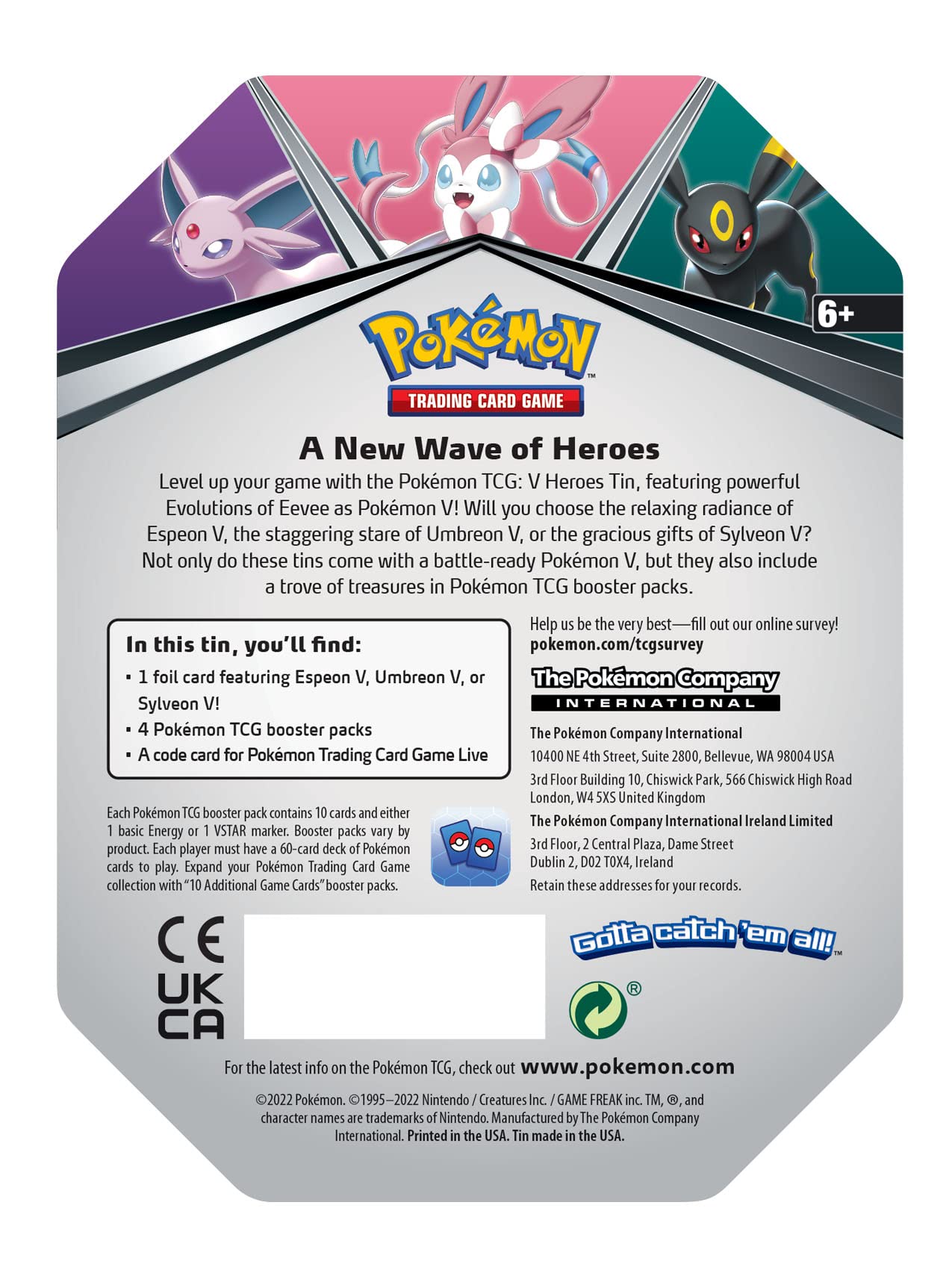 Pokemon TCG: V Heroes Tin Espeon (1 Foil Card & 4 Booster Packs)