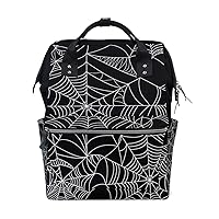 Diaper Bag Backpack Halloween White Spider Web Casual Daypack Multi-Functional Nappy Bags