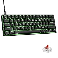 DIERYA DK61SE 60% Mechanical Gaming Keyboard, 61 Keys Anti-Ghosting, LED Backlight, Detachable USB-C, Ultra-Compact Mini Wired Keyboard with Quiet Red Linear Switch for Windows Laptop PC Gamer Typist
