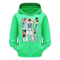Kids Casual Comfy Loose Fit Hoodies Messi Novelty Sweatshirts Classic Long Sleeve Hooded Pullover for Football Fans