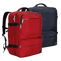 Hynes Eagle 44L Carry on Backpack Airline Approved Travel Backpack for Men Women Large Laptop Backpack 17 inch Nylon Backpack Overnight Weekender Duffel Bag Red with Navy Blue