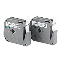 Brother M2312PK M Series Labeling Tapes for P-Touch Labelers, 1/2-Inch w, Black on White, 2/Pack