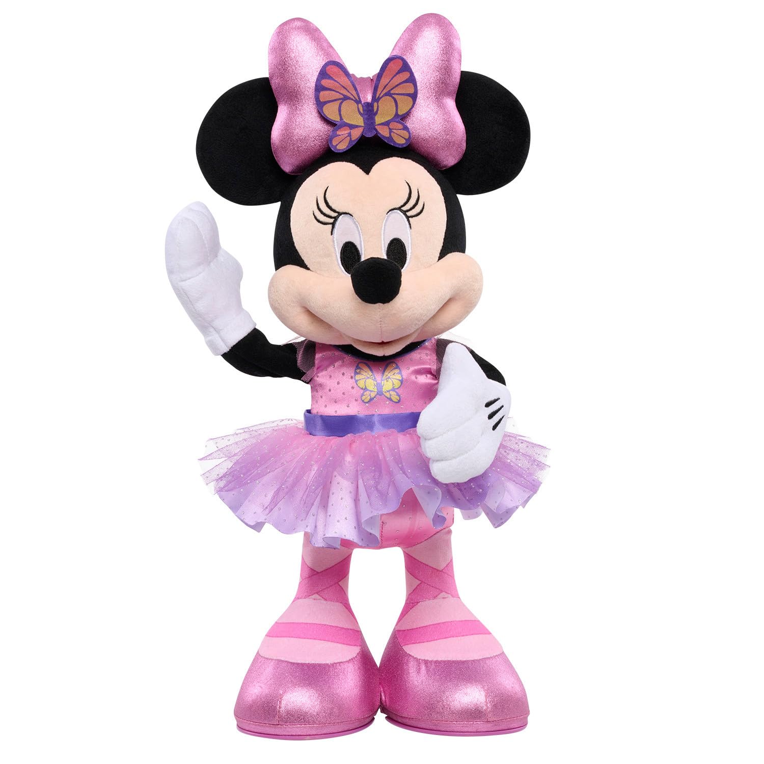 MINNIE Disney Junior Mouse Sing and Dance Butterfly Ballerina Lights and Sounds Plush, Sings Just Like a Butterfly, Officially Licensed Kids Toys for Ages 3 Up by Just Play