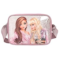 Depesche 12528 TOPModel Glitter Queen Shoulder Bag in Pink, Bag with Zip and Adjustable Shoulder Strap