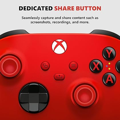 Microsoft Xbox Wireless Controller Pulse Red - Wireless & Bluetooth Connectivity - New Hybrid D-Pad - New Share Button - Featuring Textured Grip - Easily Pair & Switch Between Devices