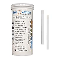Active Chlorine Bleach Test Strips, 0-2000 ppm [Vial of 100 Plastic Strips] Designed for Daycares and Senior Homes for Sanitizing and Disinfecting