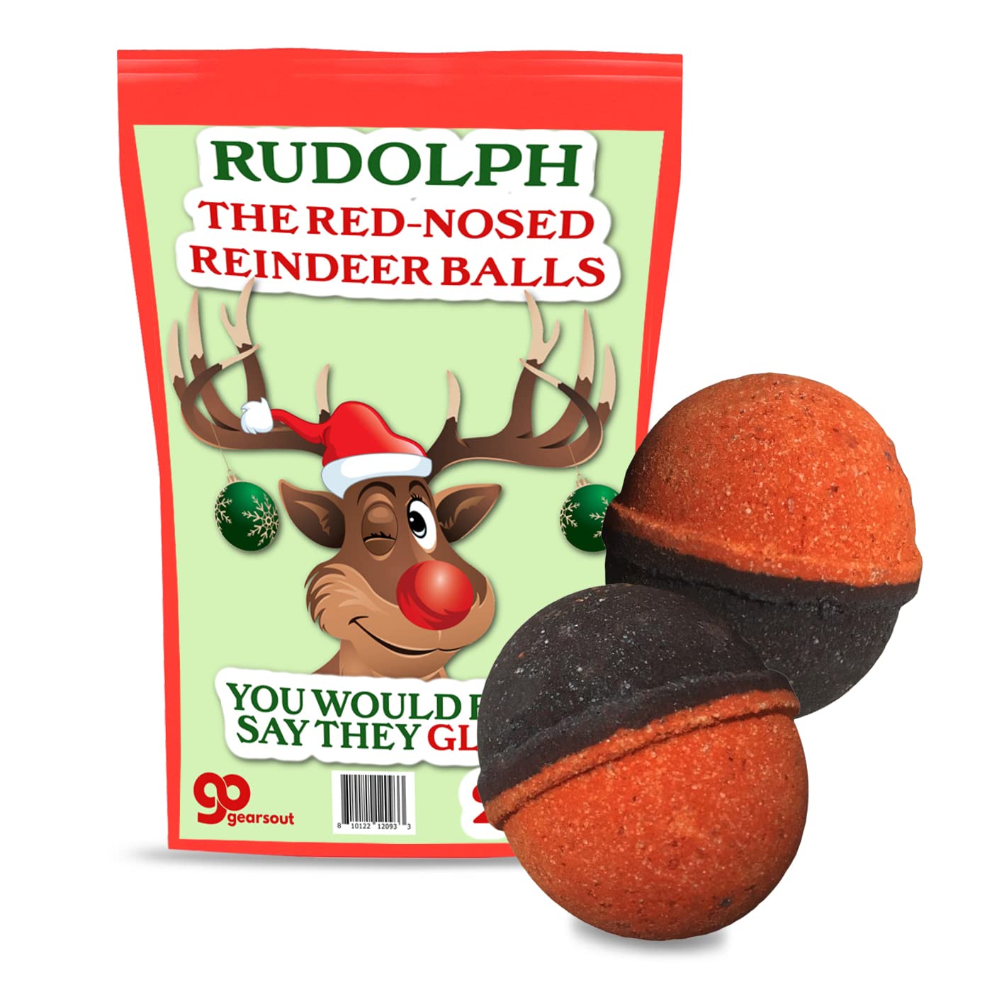 Rudolph Reindeer Balls Bath Bombs - Red Bath Bombs for Women - Adult Christmas Gag Gifts - Funny Reindeer Gifts - Black Cherry Scent