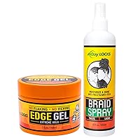AllDay Locks Edge Gel (5 oz) & Braid Spray (12 oz) Bundle | Extreme Hold Edge Control Gel | Moisturizes & Alleviates Itchy and Dry Scalp